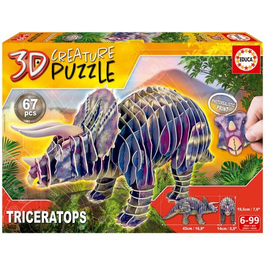 Educa Puzzle Créature Triceratops 3D 67 pièces