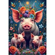 Puzzle Alipson Famille De Cochons En Promenade 1000 pièces
