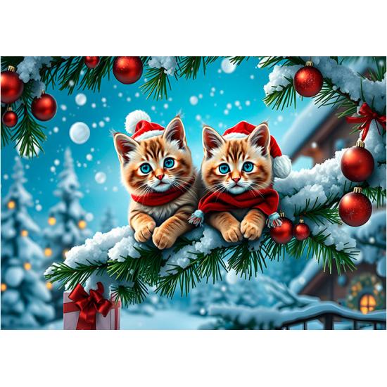 Puzzle Alipson Chatons Et Chiots De Noël 2x500 pièces