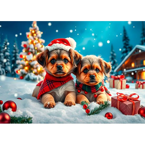 Puzzle Alipson Chatons Et Chiots De Noël 2x500 pièces