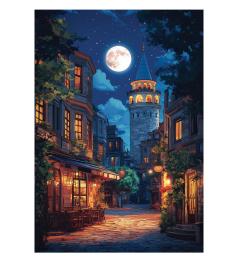 Puzzle Anatolian Quartier de Galata avec la pleine lune 500 pièc