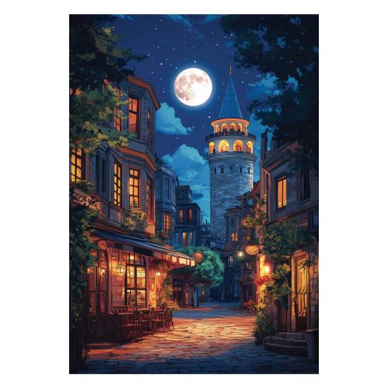 Puzzle Anatolian Quartier de Galata avec la pleine lune 500 pièc