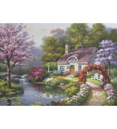 Puzzle Anatolian Cottage avec des fleurs au printemps 1500 p