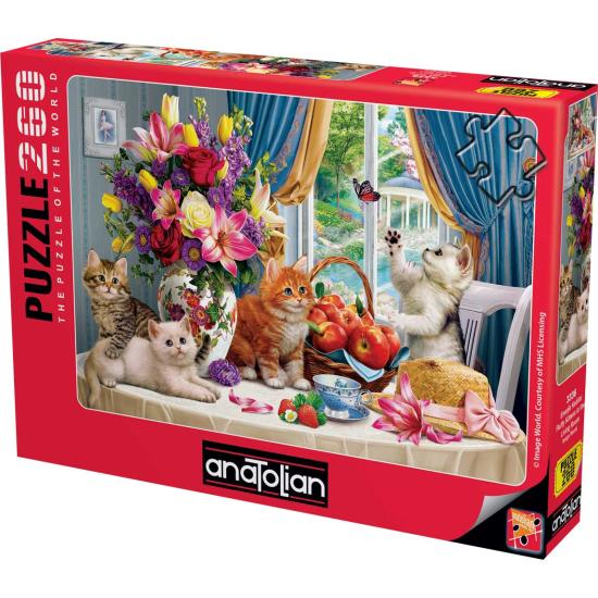 Puzzle d'Anatolie Chatons sur la table au bouquet 260 pièces