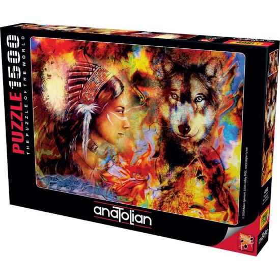 Puzzle 1500 pièces femme indienne d'Anatolie et loup