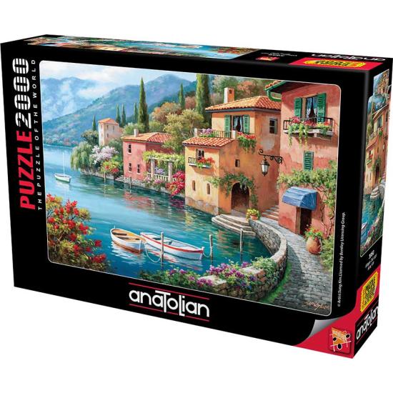 Puzzle 2000 pièces village anatolien sur la rive du lac