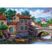 Puzzle Art Puzzle Canal avec Fleurs 500 Pièces