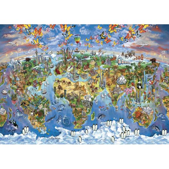 Puzzle Art Carte du Monde Puzzle Plein de Couleurs 260 Pièces
