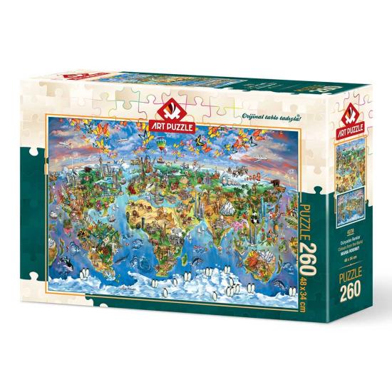 Puzzle Art Carte du Monde Puzzle Plein de Couleurs 260 Pièces