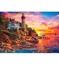 Puzzle Art Puzzle Beau Phare au Coucher du Soleil 2000 Pièces