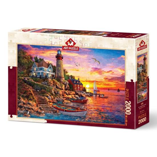 Puzzle Art Puzzle Beau Phare au Coucher du Soleil 2000 Pièces