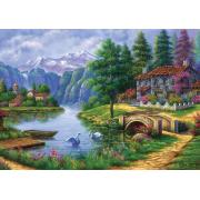 Puzzle Art Puzzle Village au bord du lac 1500 pièces