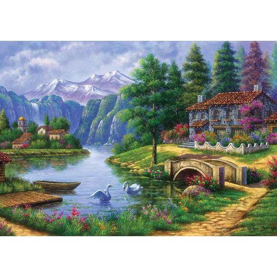 Puzzle Art Puzzle Village au bord du lac 1500 pièces