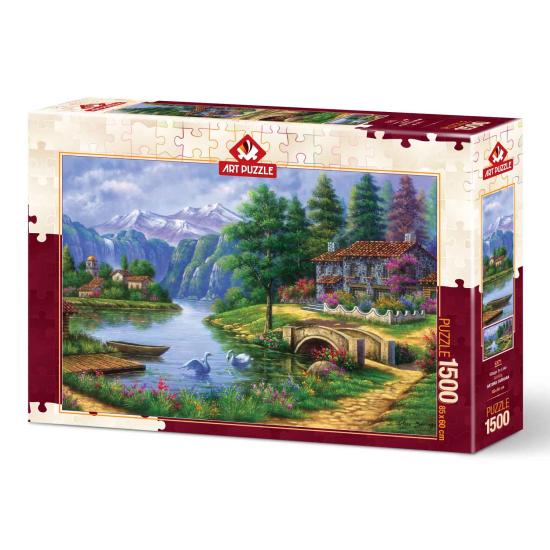 Puzzle Art Puzzle Village au bord du lac 1500 pièces
