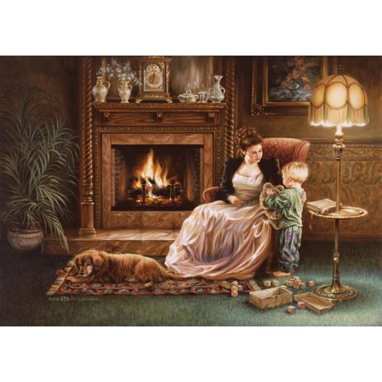 Puzzle Art Tranquility by the Fireplace Puzzle 1500 pièces
