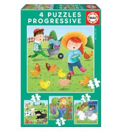 Puzzle Baby Educa Progressif Animaux De La Ferme 6-9-12-16 Pzs