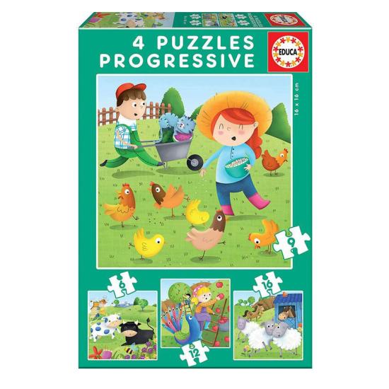 Puzzle Baby Educa Progressif Animaux De La Ferme 6-9-12-16 Pzs