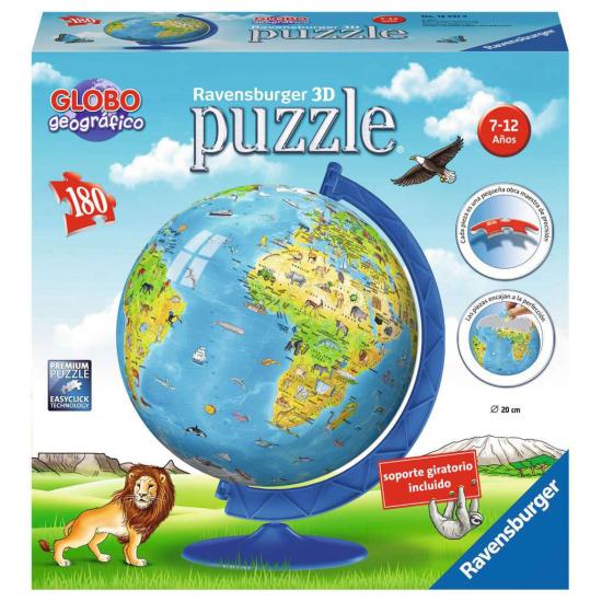 Puzzle Boule 3D Ravensburger Globe Géographique 180 Pcs
