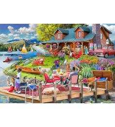 Puzzle Bluebird Chalet avec vue sur le lac de montagne 1000 pièc