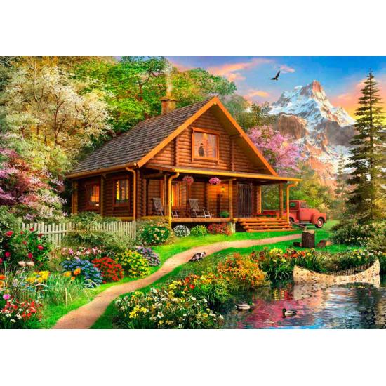 Puzzle Bluebird Log Cabin in the North 500 pièces