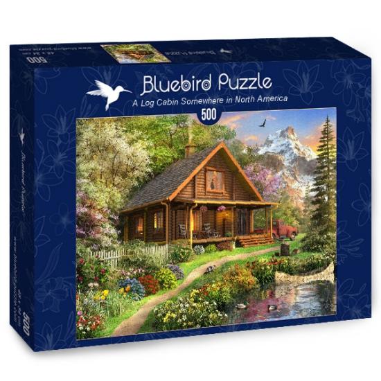 Puzzle Bluebird Log Cabin in the North 500 pièces