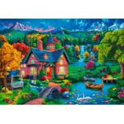 Puzzle Bluebird Maison Colorée Près Du Lac 1000 pièces