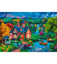 Puzzle Bluebird Maison Colorée Près Du Lac 1000 pièces