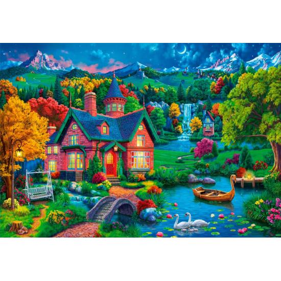 Puzzle Bluebird Maison Colorée Près Du Lac 1000 pièces