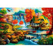 Puzzle Bluebird Country House by the Waterfall 1000 pièces
