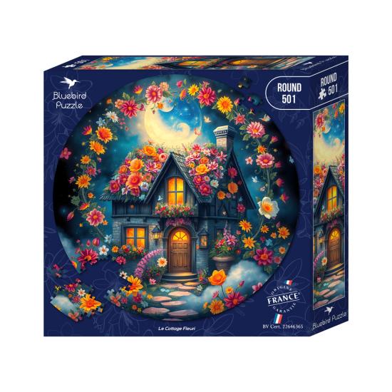 Puzzle Bluebird Rond Le Cottage Fleuri 501 pièces