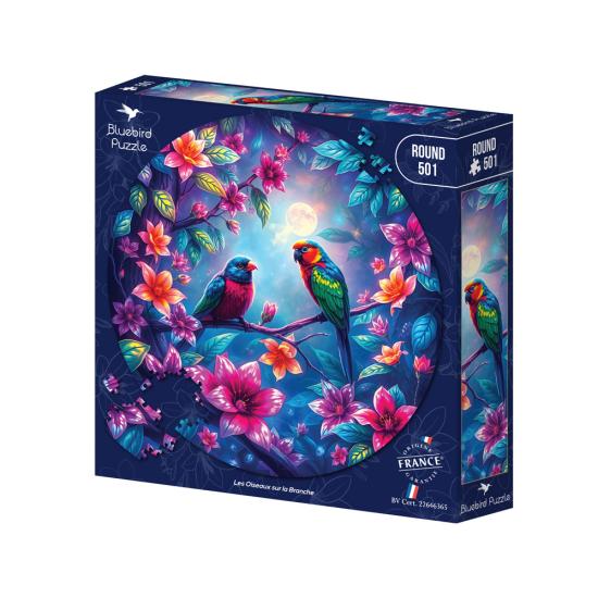 Puzzle Bluebird Rond Les Oiseaux Sur La Branche 501 pièces