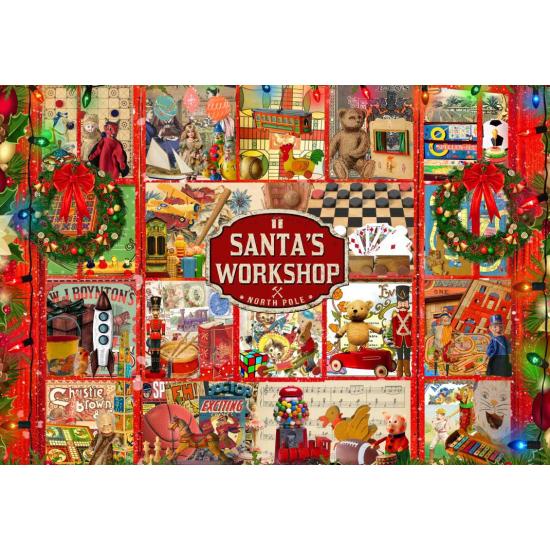 Puzzle Bluebird Collage de l'atelier du Père Noël de 1000 pièces Puzzle Bluebird Collage de l'atelier du Père Noël de 1000 pièces