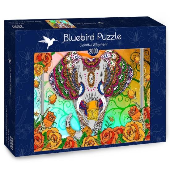 Puzzle 2000 pièces éléphant coloré Bluebird