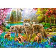 Puzzle Bluebird Famille de loups au printemps 1500 pièces