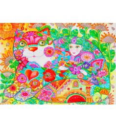 Puzzle de 1000 pièces Fleurs d'oiseau bleu