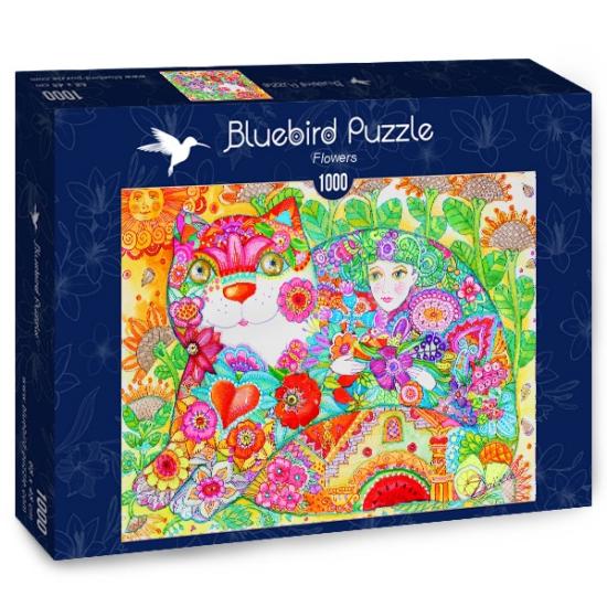 Puzzle de 1000 pièces Fleurs d'oiseau bleu