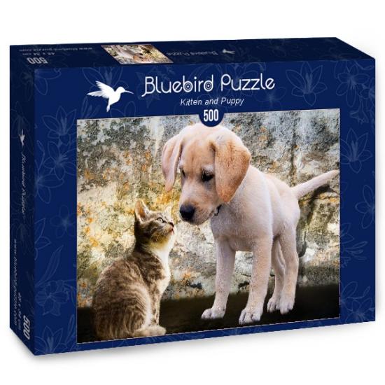 Puzzle 500 pièces chaton et chiot Bluebird