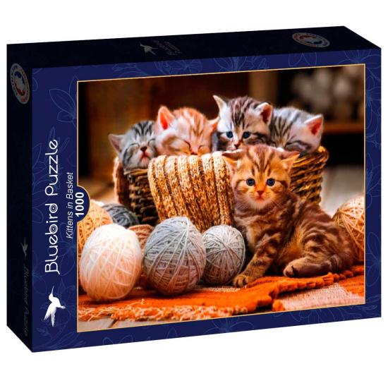 Puzzle Bluebird Chatons dans un panier en laine 1000 pièces