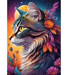 Puzzle Bluebird Chat Fleuri 500 pièces