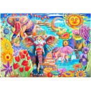 Bluebird Jardin d'éléphants colorés Puzzle 2000 pièces