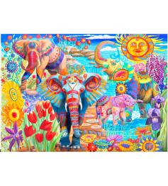 Bluebird Jardin d'éléphants colorés Puzzle 2000 pièces