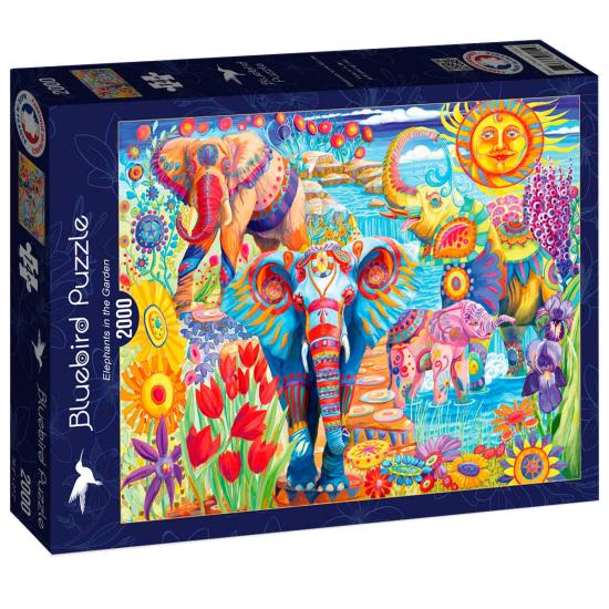 Bluebird Jardin d'éléphants colorés Puzzle 2000 pièces Bluebird Jardin d'éléphants colorés Puzzle 2000 pièces