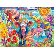 Bluebird Jardin d'éléphants colorés Puzzle 6000 pièces
