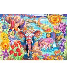 Bluebird Jardin d'éléphants colorés Puzzle 1000 pièces