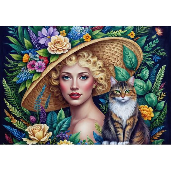 Puzzle Bluebird La Femme Et Le Chat 1000 pièces