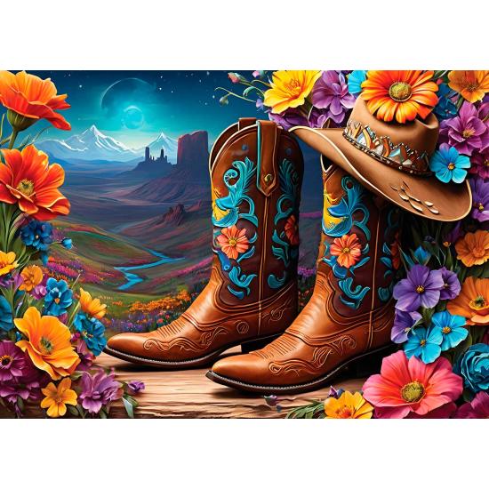 Puzzle Bluebird Cowgirl et ses Bottes 2 x 500 pièces Puzzle Bluebird Cowgirl et ses Bottes 2 x 500 pièces
