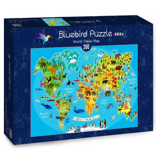 Bluebird World Travel Map Puzzle 260 pièces