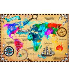 Puzzle Bluebird Carte du monde colorée 2000 pièces
