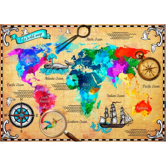 Puzzle Bluebird Carte du monde colorée 2000 pièces Puzzle Bluebird Carte du monde colorée 2000 pièces