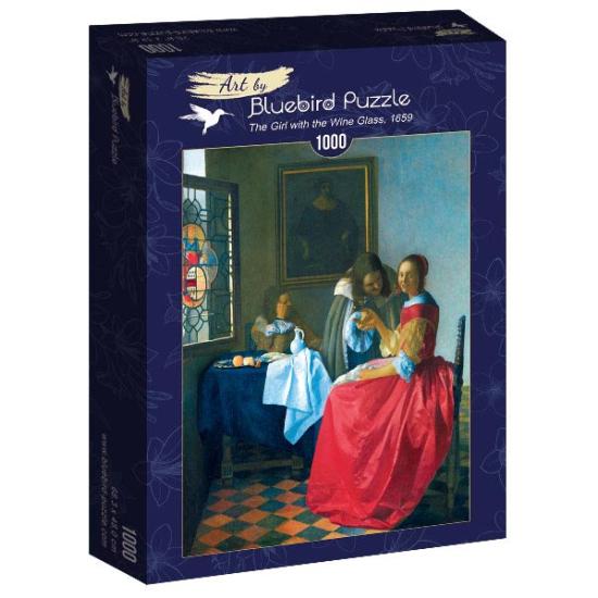 Bluebird Girl avec verre à vin Puzzle 1000 pièces